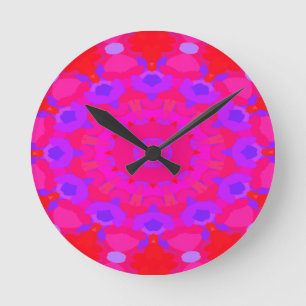 Purple, Pink and Orange Mandala Round Clock