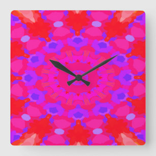 Purple, Pink and Orange Mandala Square Wall Clock