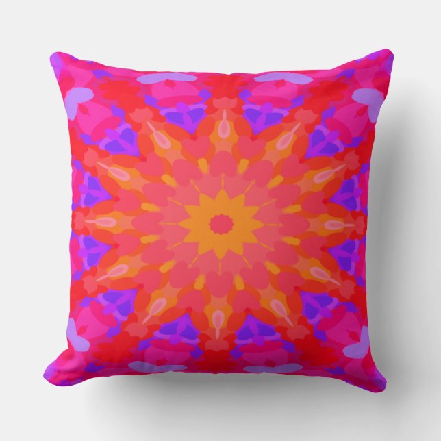 Purple, Pink and Orange Sun Rays Cushion (Front)