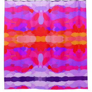 Purple, pink and orange tie dye shower curtain