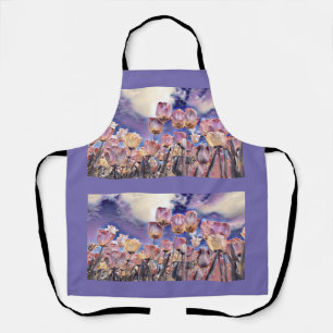 Purple, pink, and orange tulips apron
