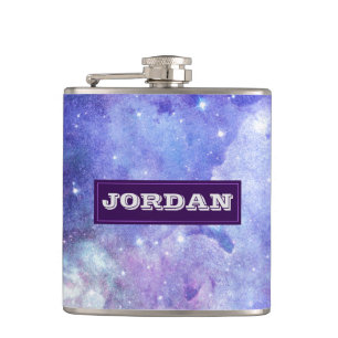 Purple Pink And White Background Hip Flask