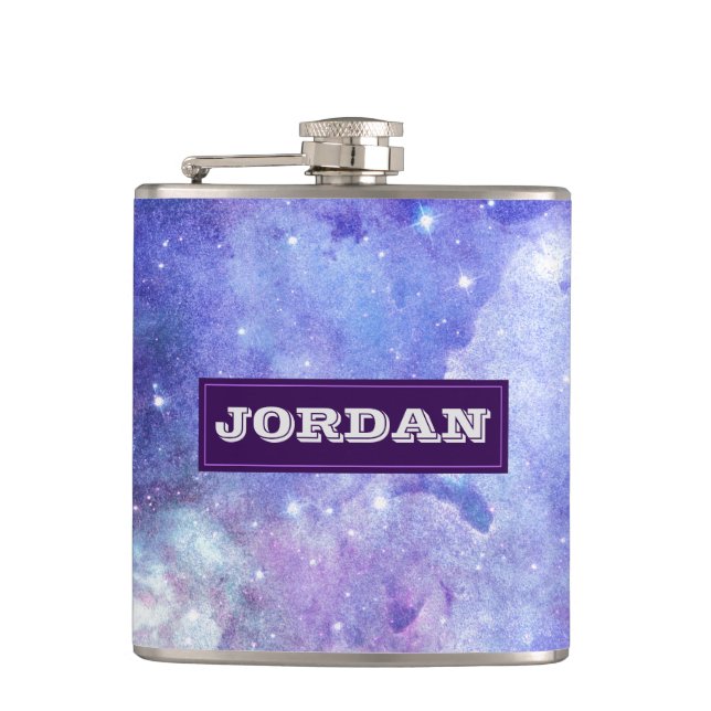 Purple Pink And White Background Hip Flask (Front)