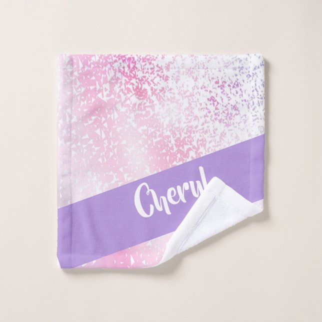 Purple, pink and white ombre glitter wash cloth (Wash Cloth)