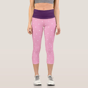 Purple Pink and White Polka Dots  Capri Leggings