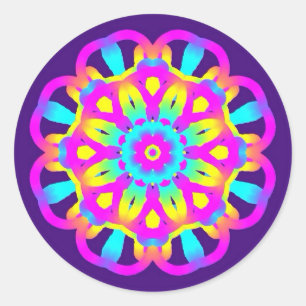 Purple, Pink and Yellow Tie Dye Classic Round Sticker