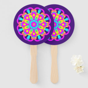 Purple, Pink and Yellow Tie Dye Hand Fan