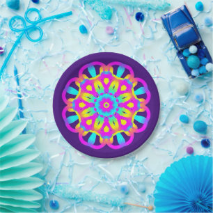 Purple, Pink and Yellow Tie Dye Paper Plate