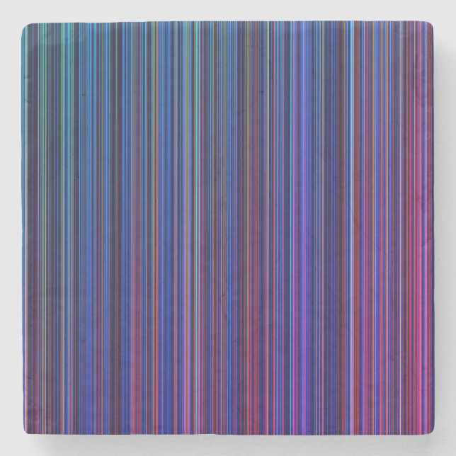 Purple pink aqua blue stripe marble coaster (Front)
