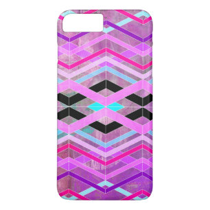 Purple Pink & Aqua Geometric Crossing Stripes iPhone 8 Plus/7 Plus Case