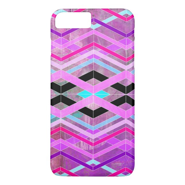 Purple Pink & Aqua Geometric Crossing Stripes Case-Mate iPhone Case (Back)