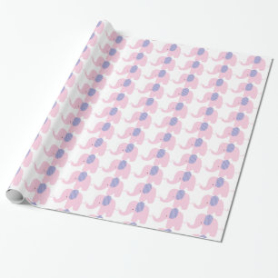 Purple & Pink Baby Elephant Wrapping Paper