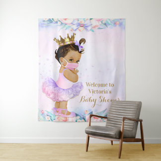 Purple Pink Baby With Mask Baby Shower L Backdrop Tapestry