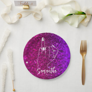 Purple Pink Bachelorette Party   Bridal Party Paper Plate