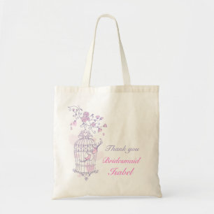 Purple pink bird wedding attendant bridesmaid bag