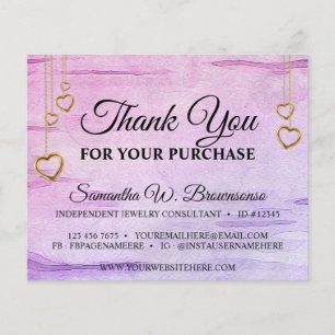 Purple Pink Bling Wooden Textured Heart Thank You