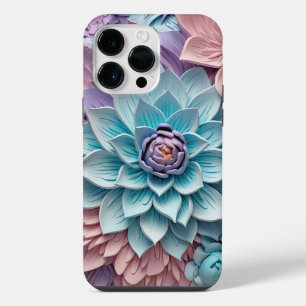 PURPLE PINK BLUE 3-D PAPER LOOK FLOWERS iPhone 14 PRO MAX CASE