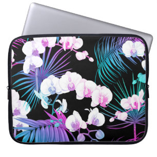 PURPLE PINK BLUE AQUA TROPICAL PLANTS LAPTOP SLEEVE