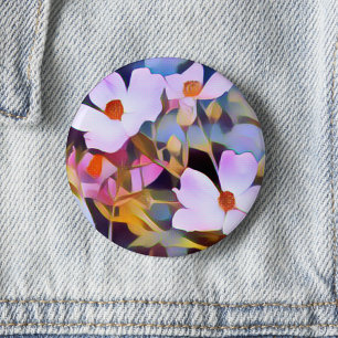 Purple Pink Blue Beautiful Floral 6 Cm Round Badge