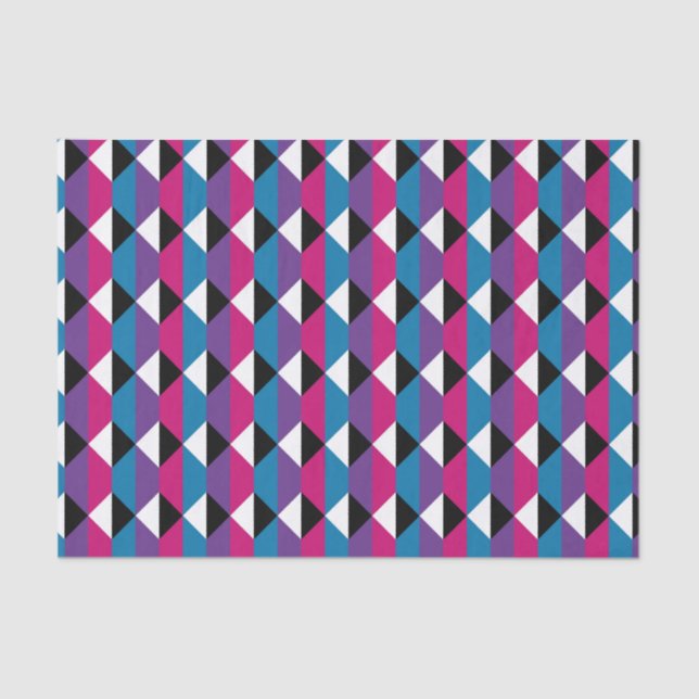 Purple, Pink, Blue, Black and White Diamond Tissue Paper (Front)