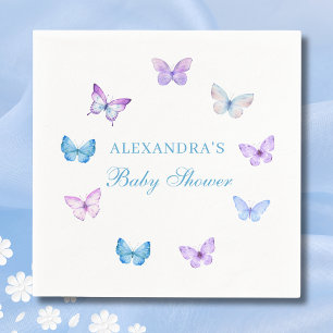 Purple Pink Blue Butterfly Baby Shower Napkin