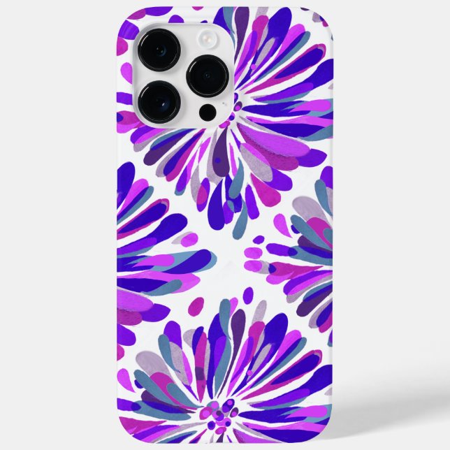 Purple Pink Blue Grey Chrysanthemum Floral Pattern Case-Mate iPhone Case (Back)