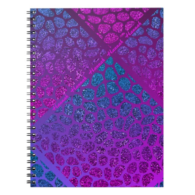 Purple, Pink, & Blue Modern Mosaic Asymmetrical Notebook (Front)