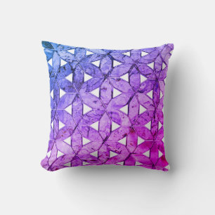 Purple pink blue Mosaic Flower-of-Life Cushion