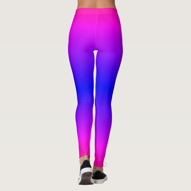 Purple Pink Blue Neon Leggings Gradient Party (Back)