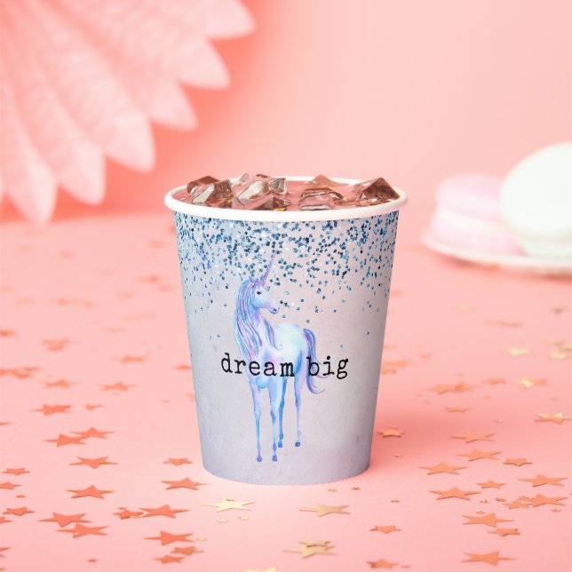Purple Pink Blue Ombre Glitter   Paper Cups (Insitu)