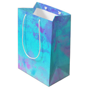 Purple Pink Blue Paint Splash Abstract Stylish Medium Gift Bag