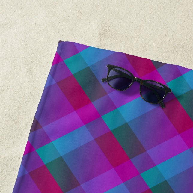 Purple Pink blue pattern Beach Towel (In Situ)