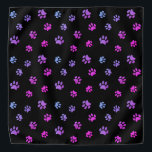 Purple Pink Blue Paw Prints Pattern Black Bandana<br><div class="desc">Show how much you love animals with this cute and girly purple,  pink and blue paw print patterned bandanna. Bet your pet will look adorable wearing it too!</div>