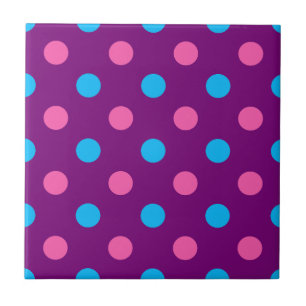Purple Pink Blue Polka Dot Pattern Ceramic Tile