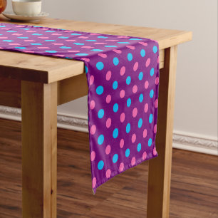 Purple Pink Blue Polka Dot Pattern Short Table Runner