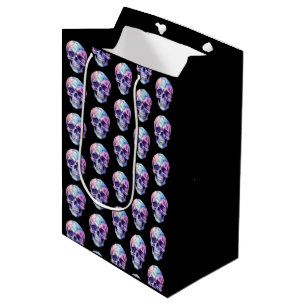 Purple Pink Blue Skull Black Halloween Medium Gift Bag