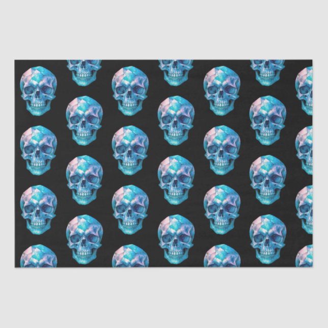 Purple Pink Blue Skull Black Halloween Tissue Paper (Front)