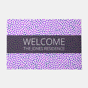 Purple Pink Blue Stipple Pattern Name Personalised Doormat