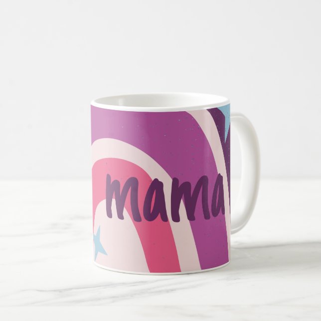 Purple Pink Bohemian Rainbow Personalised mama Coffee Mug (Front Right)