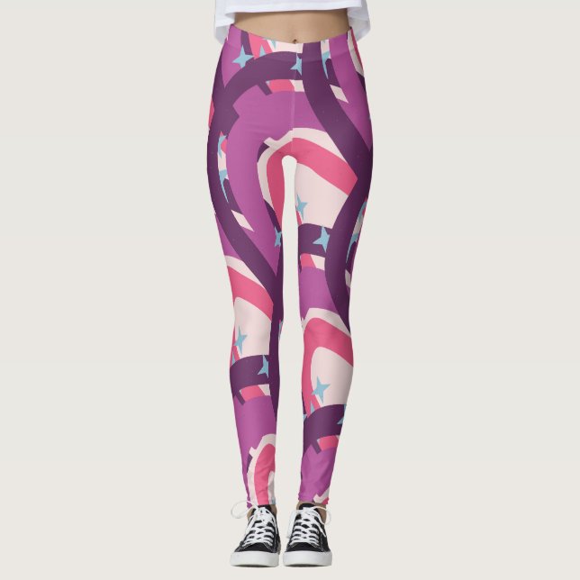Purple Pink Bohemian Rainbow Personalised mama Leggings (Front)