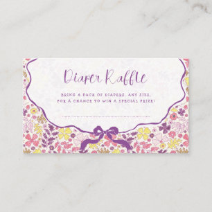 Purple Pink Bow Wildflowers Blooms Baby Shower Enclosure Card