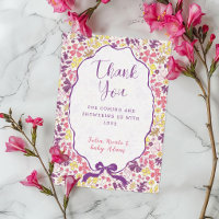 Purple Pink Bow Wildflowers Blooms Baby Shower