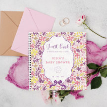Purple Pink Bow Wildflowers Blooms Baby Shower