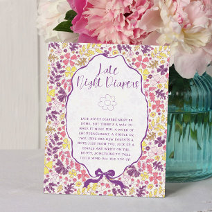 Purple Pink Bow Wildflowers Blooms Baby Shower Poster