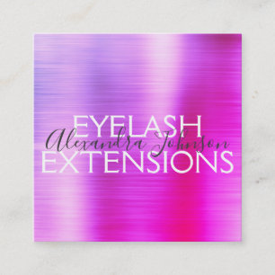 Purple Pink Brushed Metal Eyelash Extensions Square Business Card