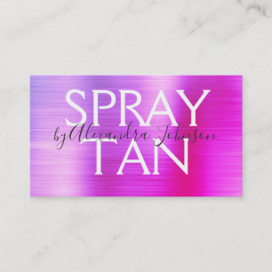 Purple Pink Brushed Metal Spray Tan Business Card
