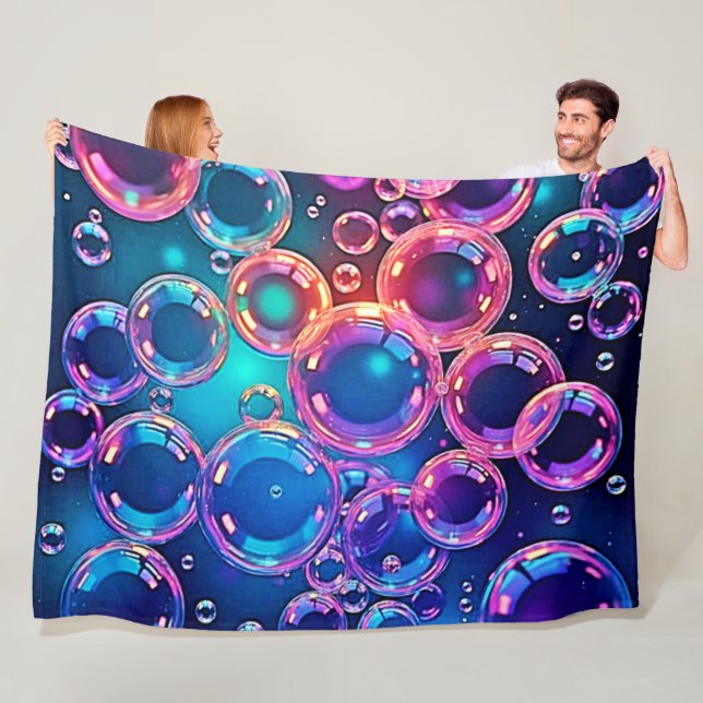 Purple Pink Bubble Magic Fleece Blanket (In Situ)