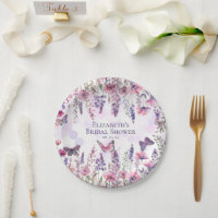 Purple Pink Butterflies and Wildflowers Floral
