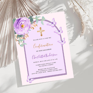 Purple pink butterflies arch budget Confirmation