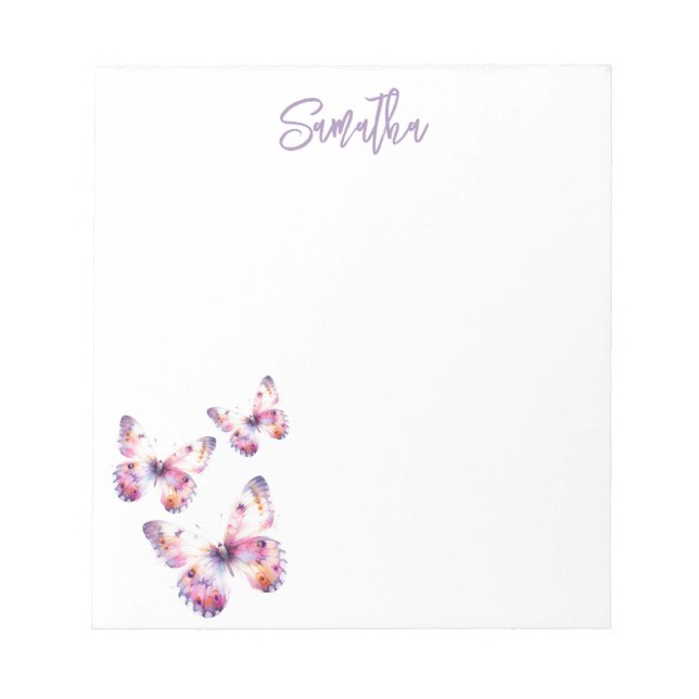 Purple & Pink Butterflies Custom Notepads (Front)